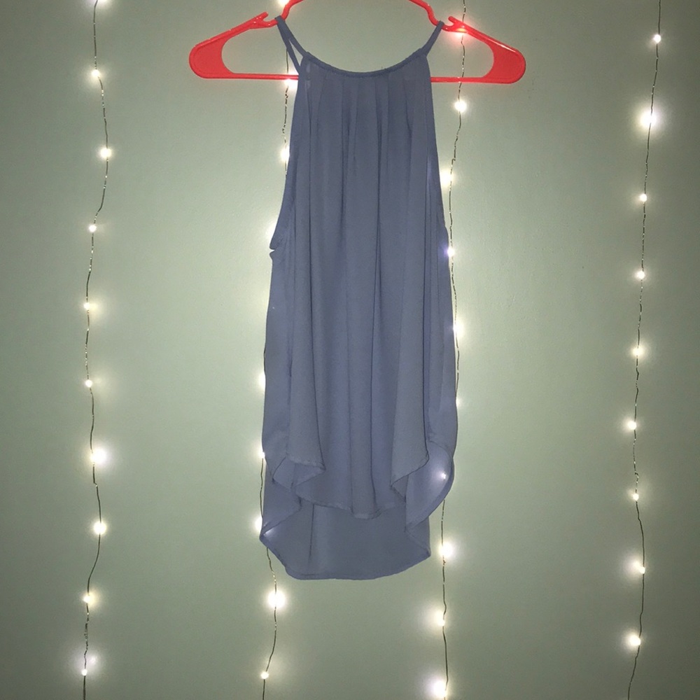 baby blue high low tank top